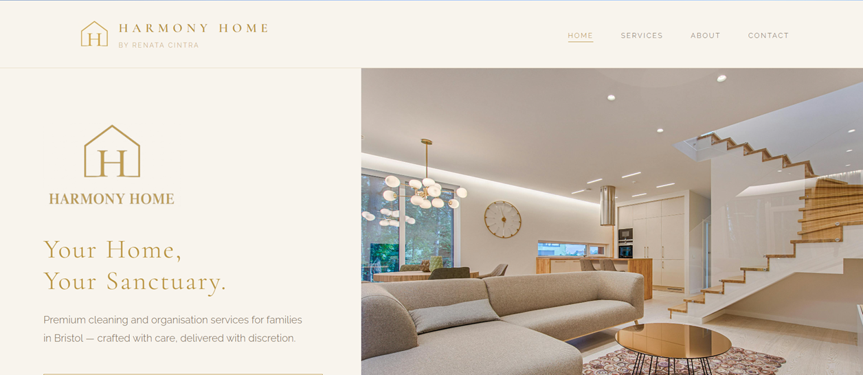 Harmony Home website homepage